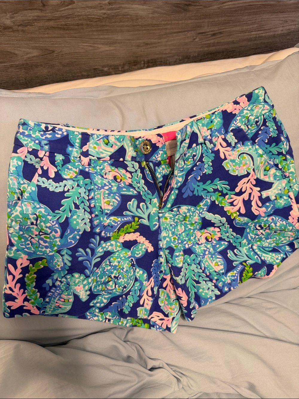 Lilly Pulitzer Navy Shorts with Pink & Turquoise Floral Print